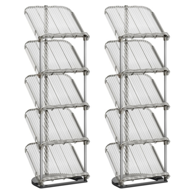 5-Tier Slim Sloping Shoe Racks, Set Of 2 Plastic Shoe Storage Organisers, 24.5 X 28.4 X 102.5 Cm, Customisable, Easy Assembly, Space Saving, For Small