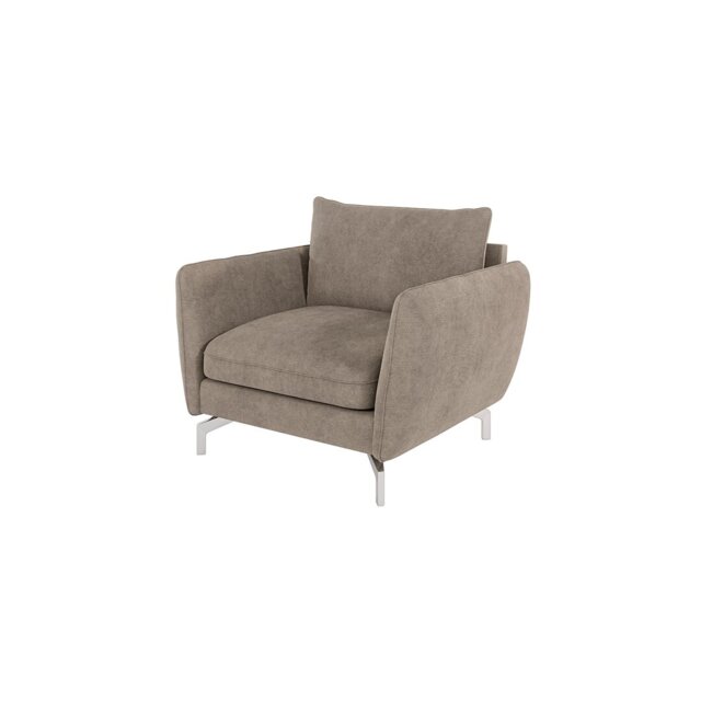 Modern Armchair  with Silver Metal Legs
