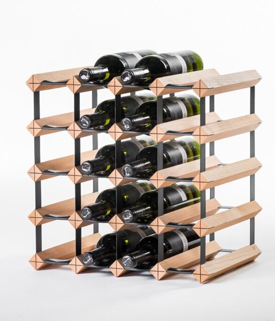 Hilal Classic Solid Wood Floor Wine Bottle Rack in Natural