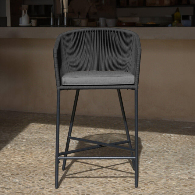 Fabiano Rope Outdoor 69.5cm Bar Stool with Cushion
