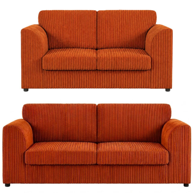 Soft Fabric Jumbo Cord 3 and 2 Seater Upholstered High Back Cushion Living Room Sets