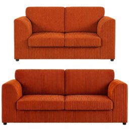 Soft Fabric Jumbo Cord 3 and 2 Seater Upholstered High Back Cushion Living Room Sets