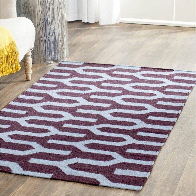 Normal Darius Hand-Woven Wool Purple/Blue Area Rug