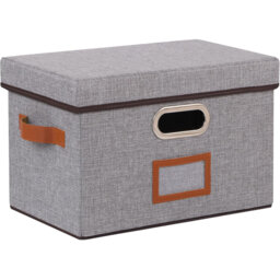 Storage Box For Clothes, Foldable Baskets With Lids, Wardrobe Organiser For Shelves, Decorative Bins With Handle, 38 X 25 X 25 Cm, Grey, 1-Pack