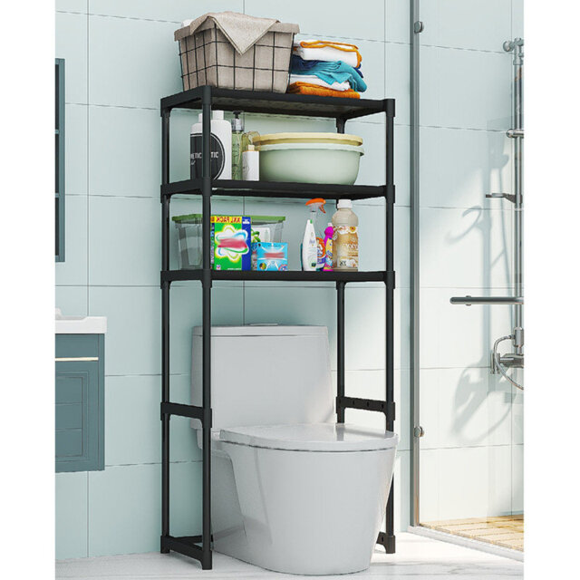 3-Tier Over The Toilet Storage, Over Toilet Bathroom Organizer Shelf, Freestanding Bathroom Shelves, Space Saver Bathrooms Shelves for Restroom Laundr