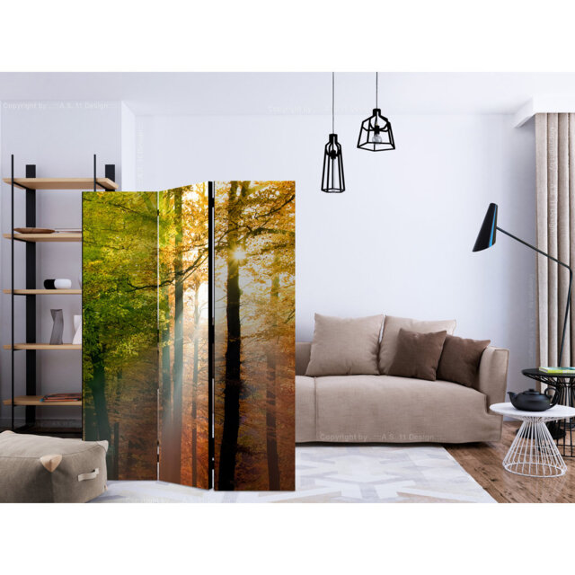 Gillina 135cm W x 172cm H 3 - Panel Solid Wood Folding Room Divider