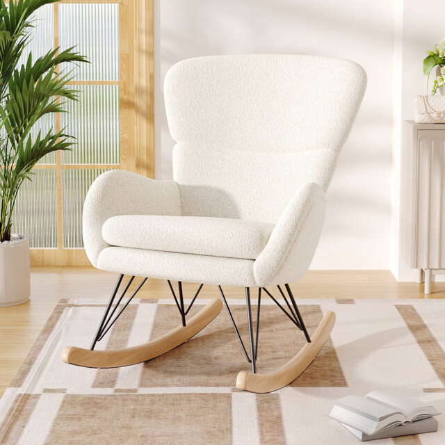 Contemporary Indoor Upholstered Rocking Chair with Removable Cushion