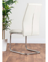 Leonardo Black Leg Glass Dining Table & 6 White Lorenzo Chairs