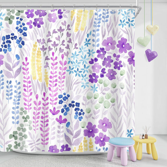 Wildflower Boho Cottagecore Polyester Shower Curtain Set