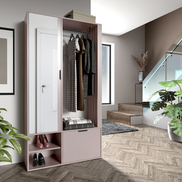 Entrance Wardrobe MELO Hall Tree 100cm Wide with Shoe Storage