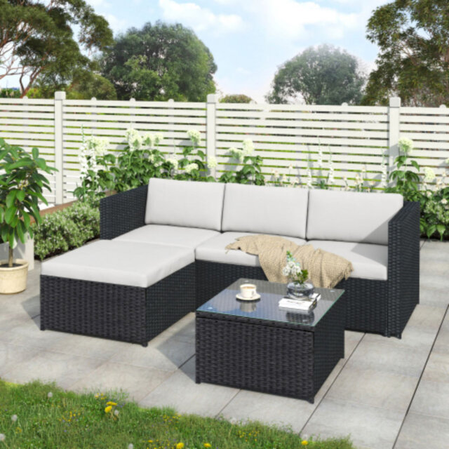 3PCS Garden Corner Sofa Rattan Garden Furniture Patio Set