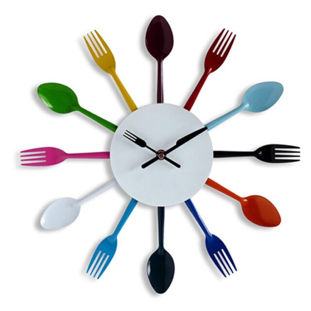 Madrid Colorful Kitchen Cutlery Wall Clock