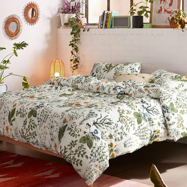 3 PCS Mini Leaves Duvet Cover Ultra Soft & Breathable Comforter Cover