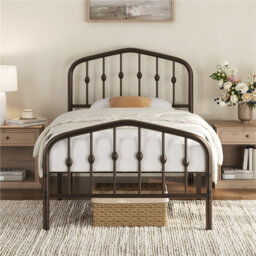 Metal Bed with Arched Headboard and Footboard