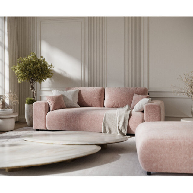 Three-seater square arm sofa