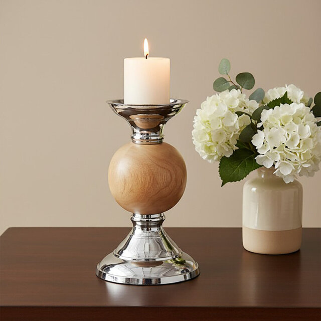 Wood Tabletop Candlestick