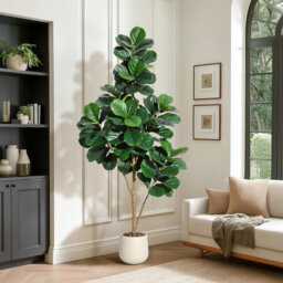 Artificial Banyan Tree – Faux Banyan with Pot, Natural Wood Trunk & Lifelike Fruits, Tall Indoor/Outdoor Fake Plant for Modern Home, Office, Living Ro