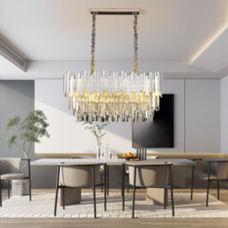 Ahriyah Crystal Chandelier,Luxury E14 Crystal Chandelier,2 in 1 Chandeliers Ceiling Light,Gold Ceiling Lights Living Room,Round Lampshades 3 Tiers K9