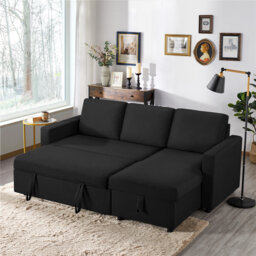 Moda Form 3-Seater L-Shaped Sofa Bed, Convertible Corner Sofa with Reversible Chaise & Pull Out Trundle Bed  for Small Living Rooms, Apartments