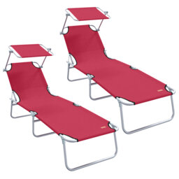 vidaXL Folding Sun Lounger with Canopy Outdoor Daybed Sunbed Steel and Fabric