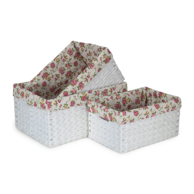 Highland Dunes 3 Piece Wicker Storage Basket Set with Lining