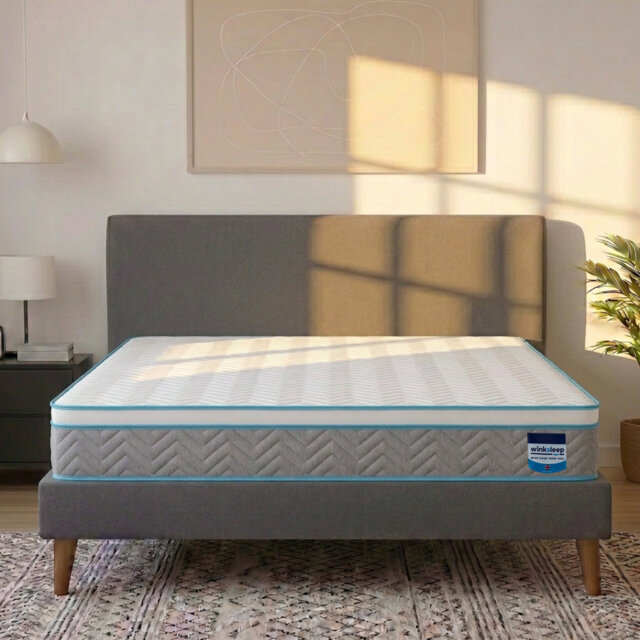 Winksleep Light Blue Euro Top Mattress, Medium-Firm with Pocket Springs