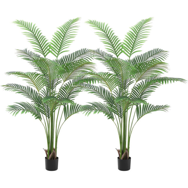 6ft Artificial Palm Tree 2 Pack Fake Tropical Areca Palm Plant with 9 Trunks Faux Tree in Pot for Indoor Outdoor Home Office Decor