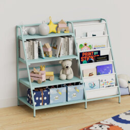 Johnson Metal Book Display, Bookshelf And Toy Storage Organizer - 4 Tier Book Shelf