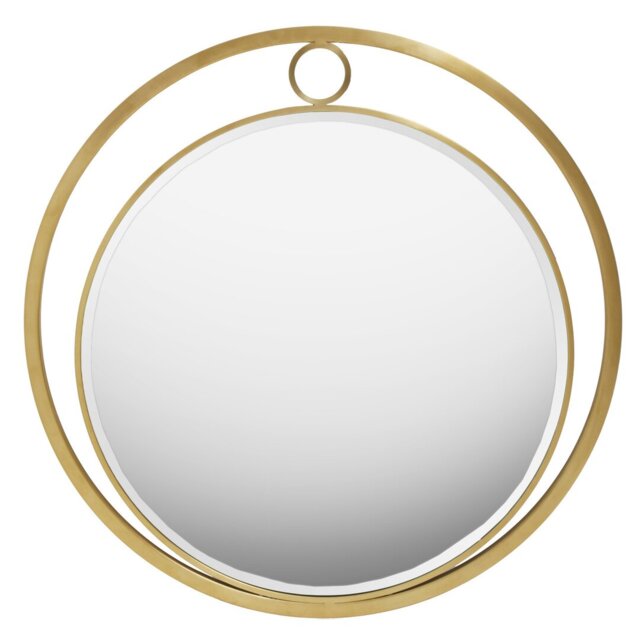 Tegan Round Metal Framed Wall Mounted Accent Mirror in Gold