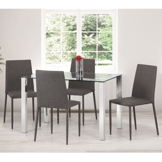Kharbanda 48cm H Linen Upholstered Side Chair in Grey