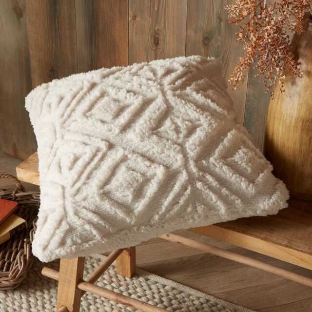 Geo Fleece Square Throw Cushion Cover