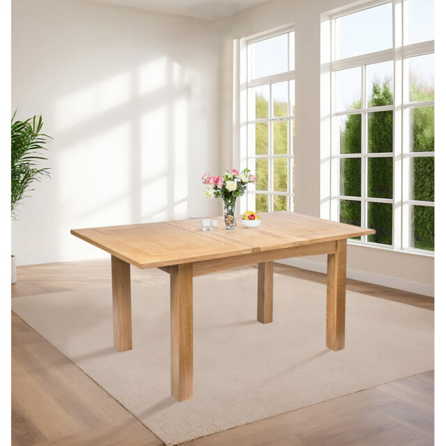 Extendable Oak Solid Wood Base Dining Table
