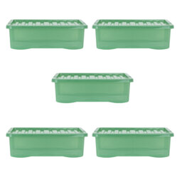 Wham Crystal 32L Plastic Storage Box Pack of 5 Tint Leprechaun Green