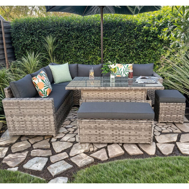 Barcelona Wicker - Person Garden Lounge Set with Cushions