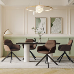 48.5cm H Vintage Faux Leather Upholstered Dining Chairs