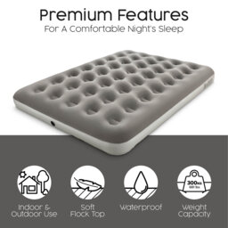 Flocked Double Airbed with Handheld AC Pump