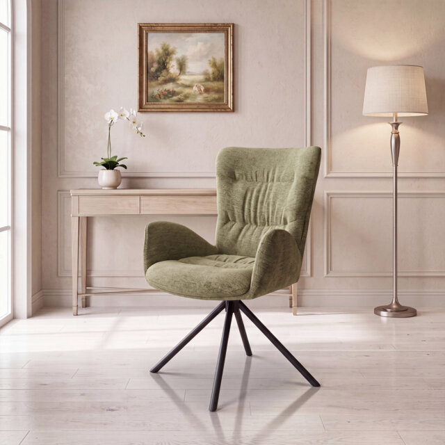 Upholstered Swivel Accent Chair with Tufted Seat