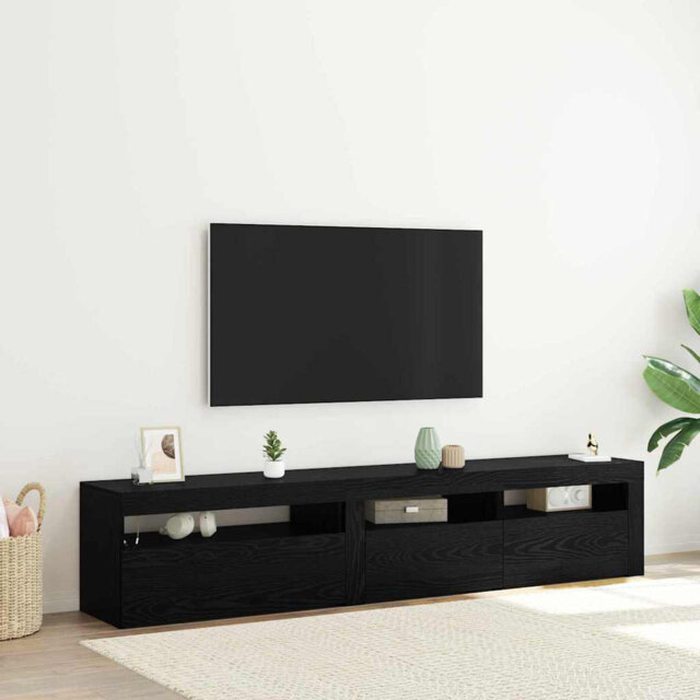 TV Cabinet Set 3 Pcs Black Oak Engineered Wood