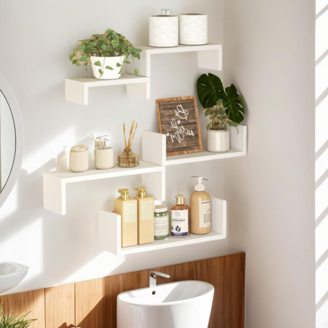 Floating Shelves For Wall Set Of 5, Wooden Wall Shelves