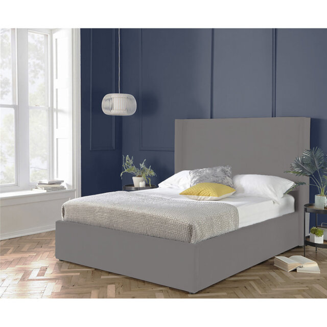 Plain Wing Kailua Upholstered Bed Frame - Plush Velvet Wingback with Sprung Slats