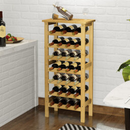 Belfry Kitchen Bamboo Wine Rack Free Standing 7-tier 27 Bottles Wine Holder