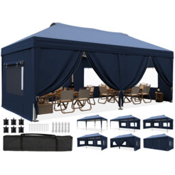 Quictent 3x6m Pop Up Gazebo with Central Lock, Heavy Duty Outdoor Canopy Tent with Mesh Window Sides, Portable Event Shelter for Backyard, Parties, Ca