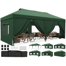 Quictent 3x6m Pop Up Gazebo with Central Lock, Heavy Duty Outdoor Canopy Tent with Mesh Window Sides, Portable Event Shelter for Backyard, Parties, Ca