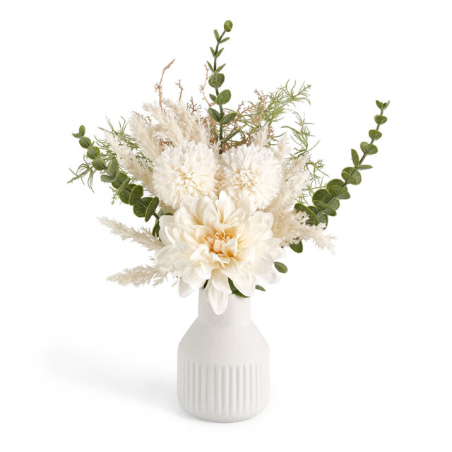 Artificial Flowers Fake Plants With Ceramic Vase, Home Decoration Silk Flowers
