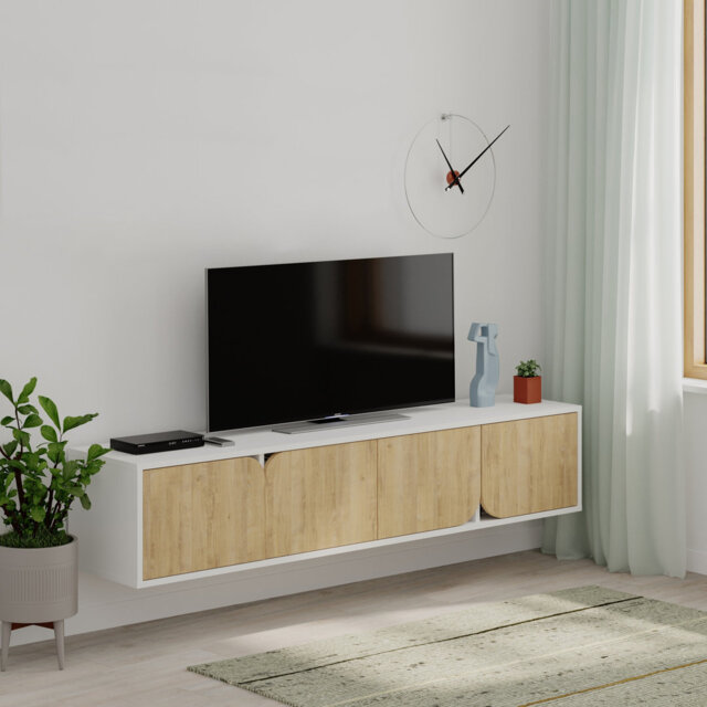 Spark TV Unit Wall-Mounted Storage for TVs Up to 78 Inches Contemporary Design