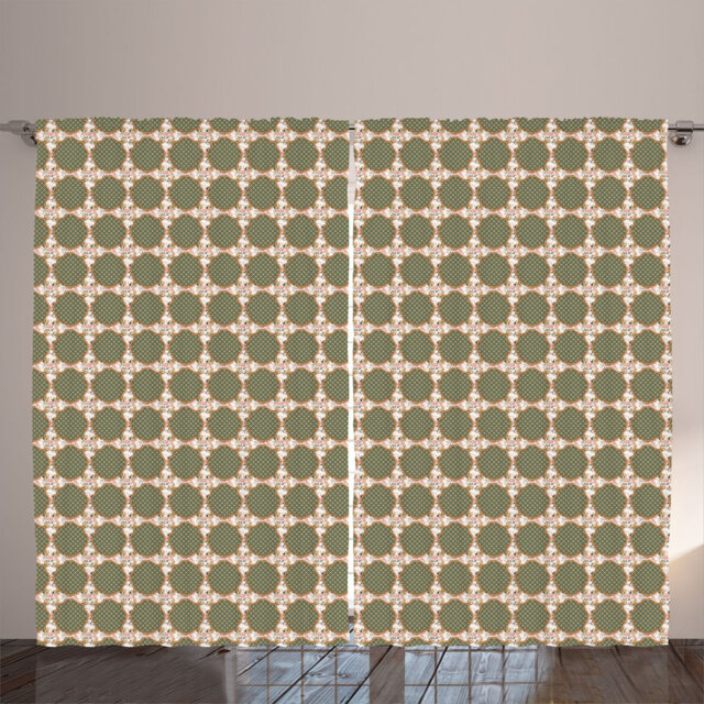 Rustic curtain, British floral print, English garden, peacock green mustard