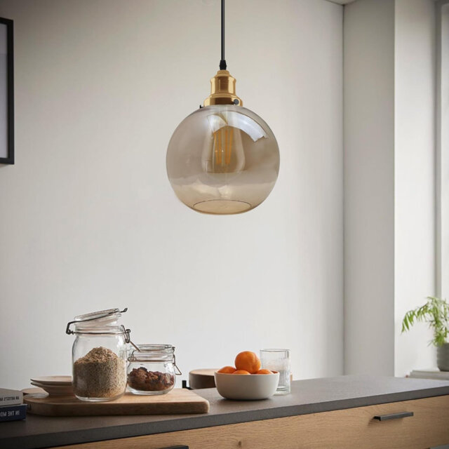 Vintage Retro Style Lampshade, Ceiling Pendant Light Shade Glass Lampshade Fitting, Lamp Shades For Living Room, Office (Globe)
