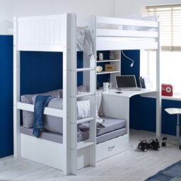 Valorie European Single (90 x 200cm) High Sleeper Loft Bed Bed with Bookcase