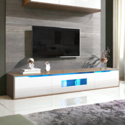 TV cabinet, high-gloss TV cabinet, matching colours with colour-changing LED lights (only front cabinet door high-gloss)