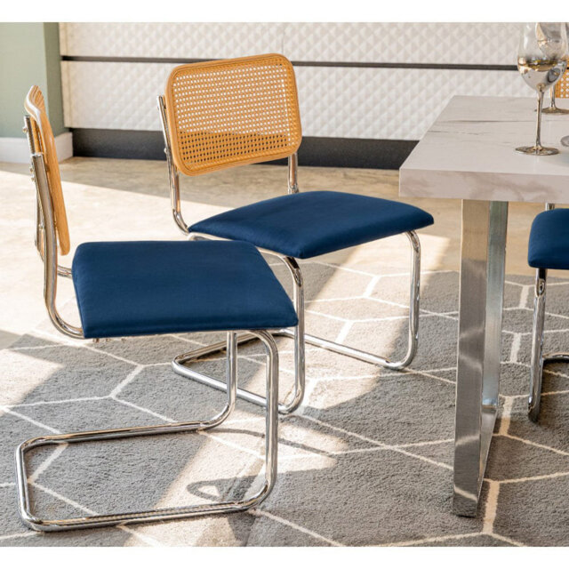 Boho Velvet Upholstered Metal Cantilever Chair